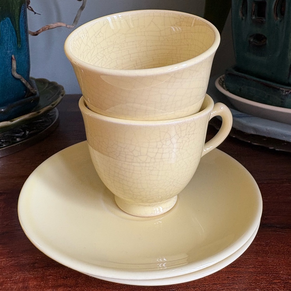 💫🌟🌻VTG Lu-Ray Pastels Blue Demitasse Cup and Saucer **Set of One or Two** Yellow